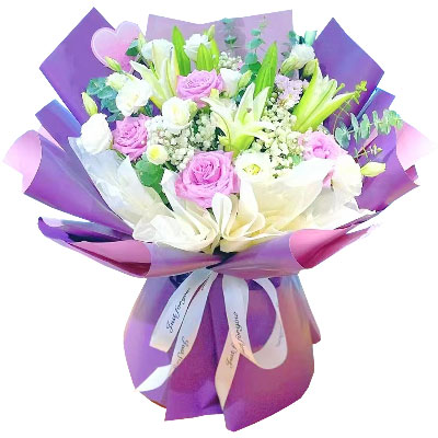 马鞍山6朵紫玫瑰3支百合，爱之倾诉