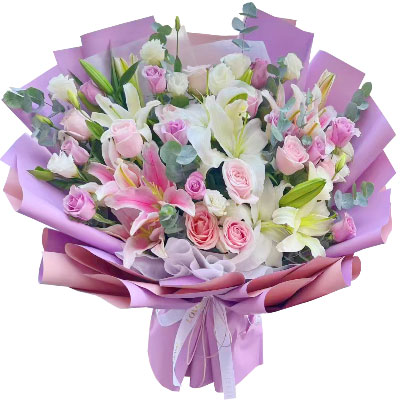 马鞍山20朵玫瑰混搭百合，爱情浪漫幸福
